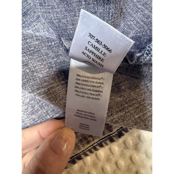 Rails Camille Top in Sapphire Acid Wash SZ MED Tencel Peasant Cottagecore Ruffle - Picture 10 of 10